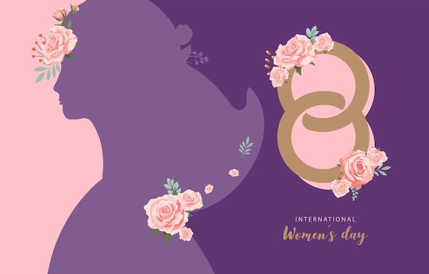 International women day with rose use for horizontal banner design