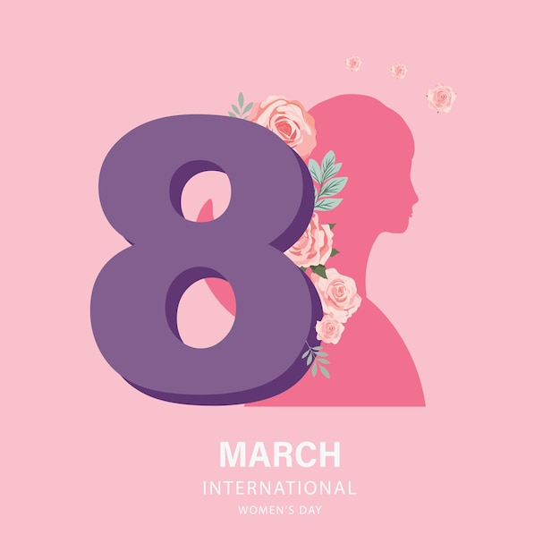 International women day with rose use for square card design