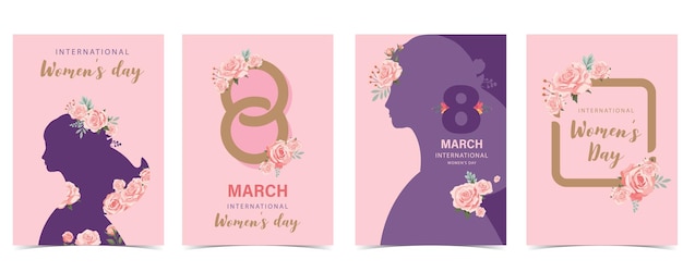 International women day with rose use for vertical a4 card design