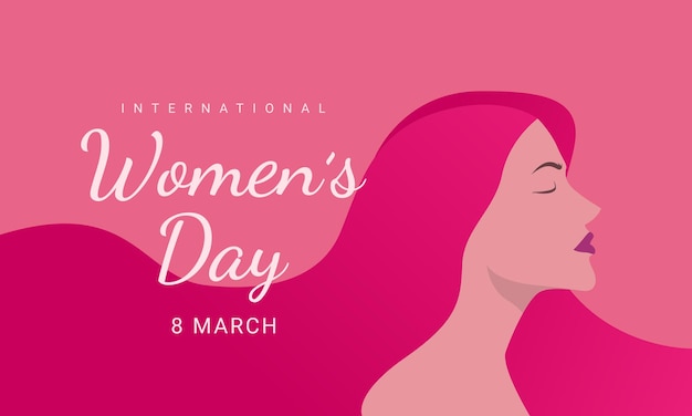 International women's day, Eight march, woman head illustration from side view happy women's day.