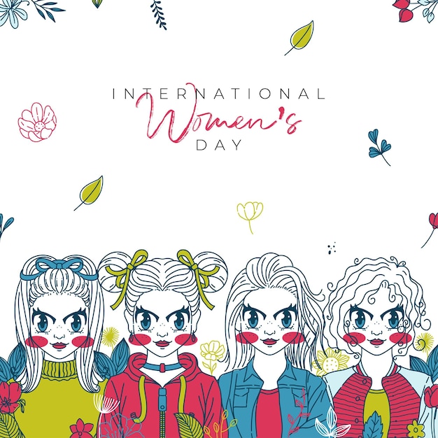 International women's day illustration with profile of woman