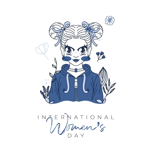 International women's day illustration with profile of woman