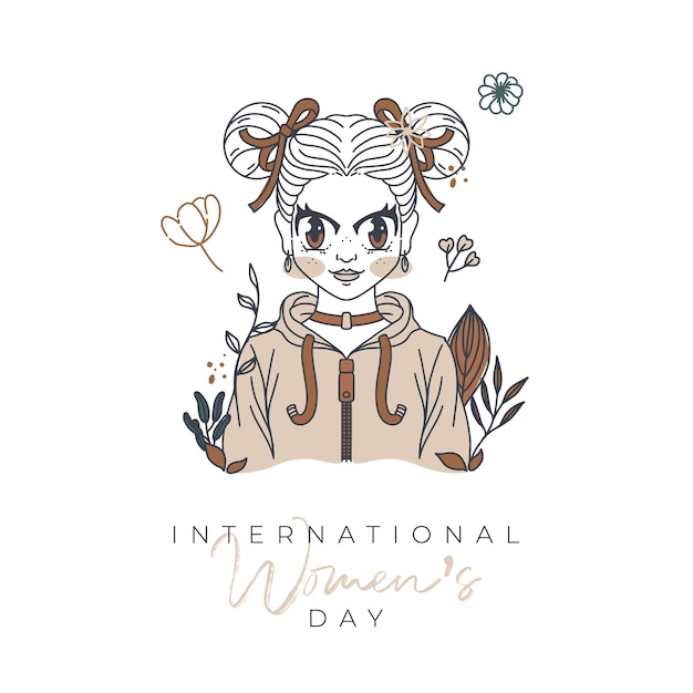 International women's day illustration with profile of woman