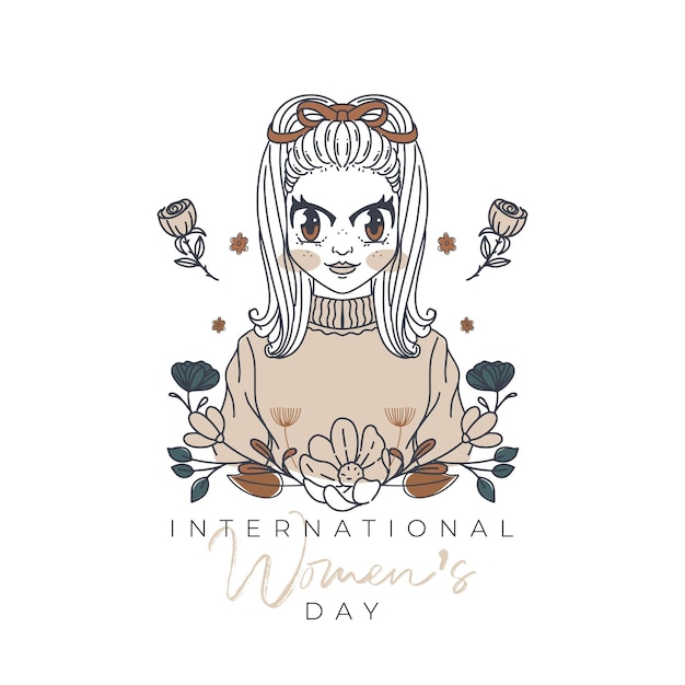 International women's day illustration with profile of woman