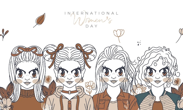 International women's day illustration with profile of woman