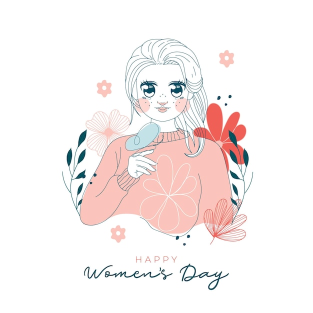 International women's day illustration with profile of woman