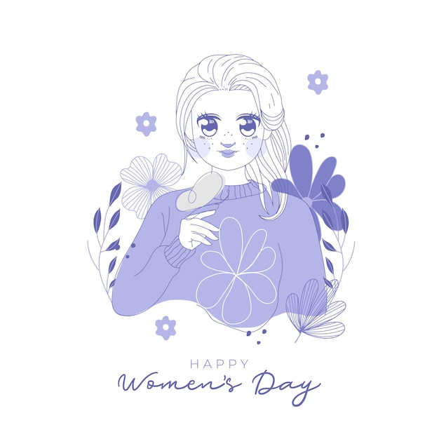 International women's day illustration with profile of woman