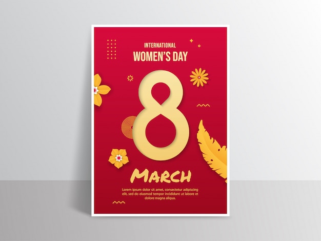 International women's day poster in paper cut style