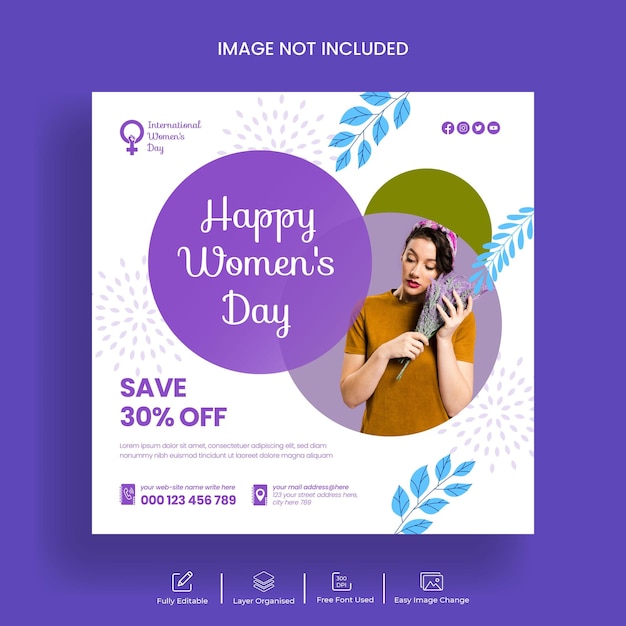 International women's day social media post or Instagram post banner template design