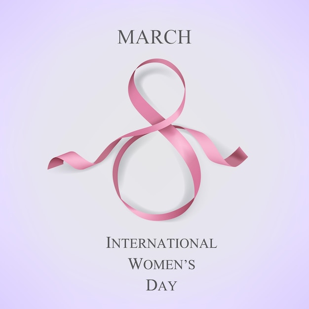 International Women's Day template with pink ribbon.