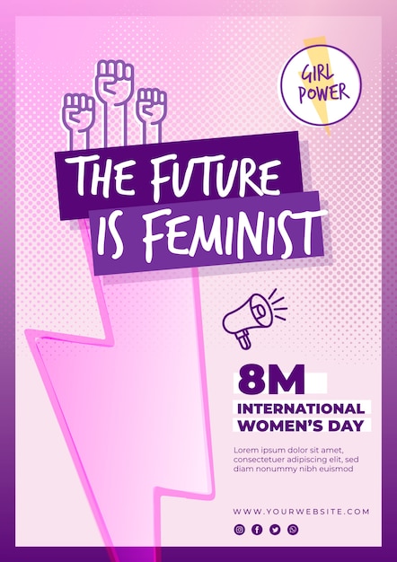 International women's day vertical flyer template