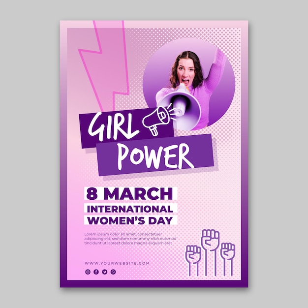 International women's day vertical flyer template