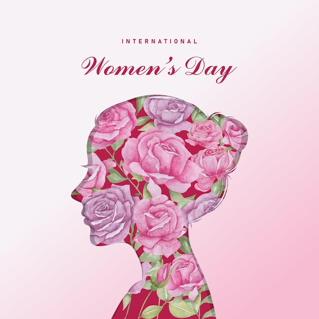 International Women's Day, watercolor vector illustration