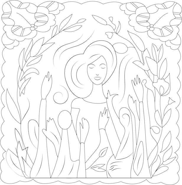 International Womens day adults coloring page