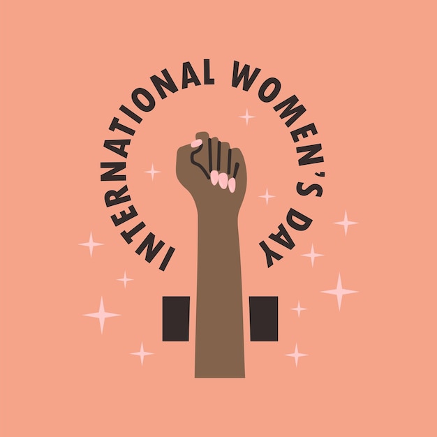 International womens day banner using woman symbol shape