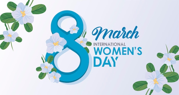 International womens day celebration poster with lettering and flowers lile  illustration 