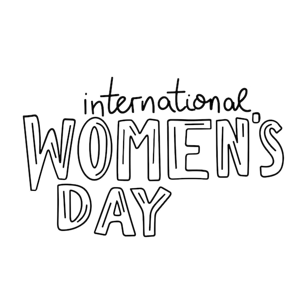 International Womens Day text banner in black color Isolated handwriting inscription