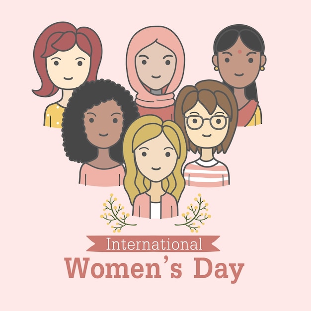 International womens day Vector illustration cute Handdrawn