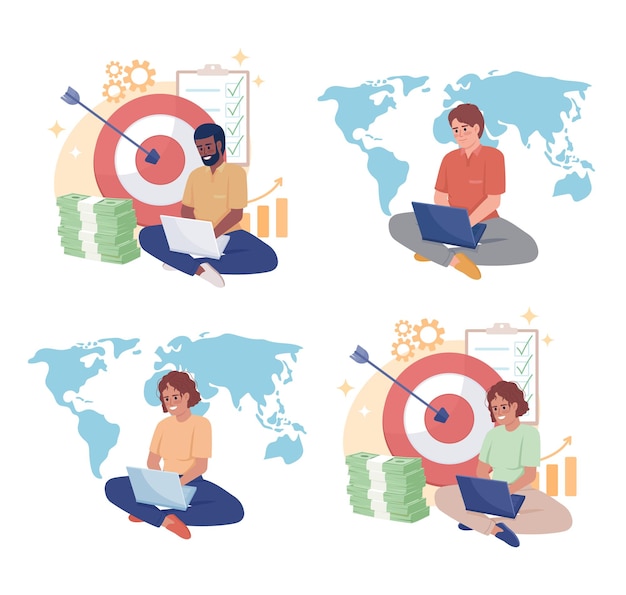 International worker flat concept vector illustration set