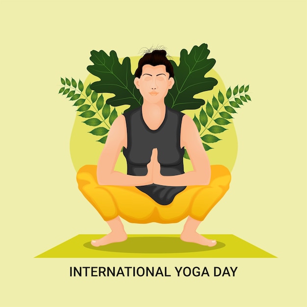 International yoga day background with vector illustration