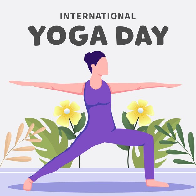 international yoga day illustration with a women practice yoga pose