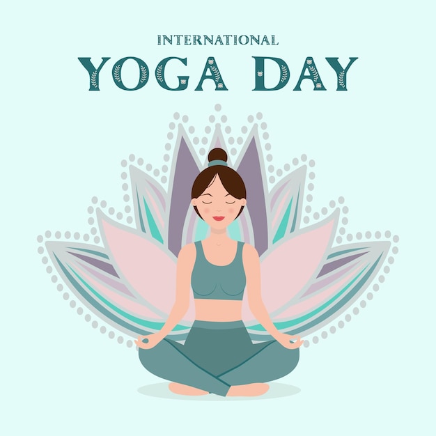 International Yoga Day Woman doing yoga in lotus position