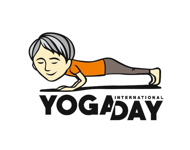 International Yoga Day Young Man Meditates Character Vector illustration