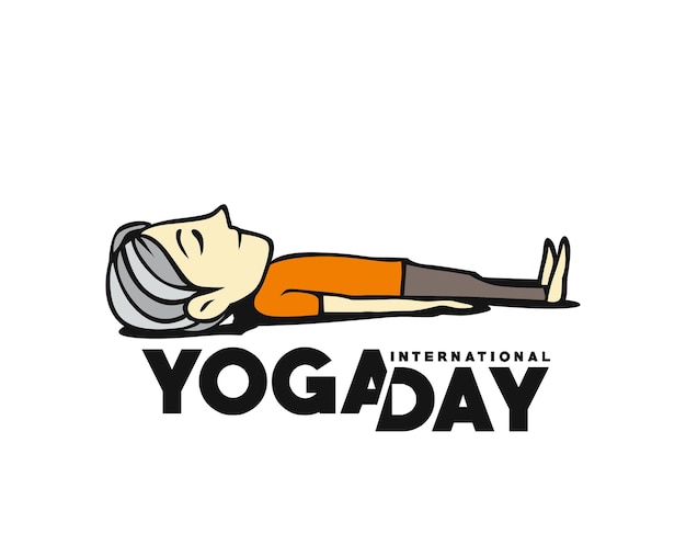 International Yoga Day Young Man Meditates Character Vector illustration