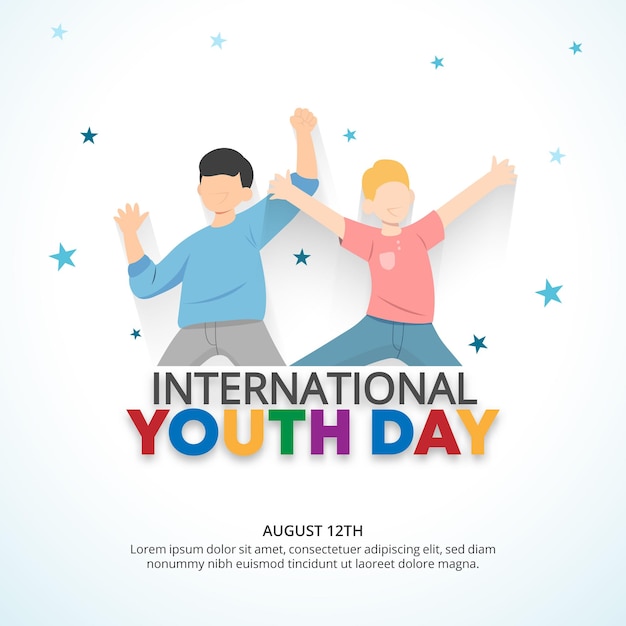 International Youth Day background with happy youth people