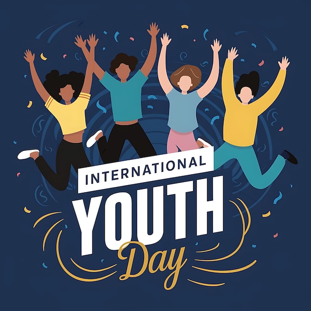 International Youth Day Celebration Vector Image Illustration