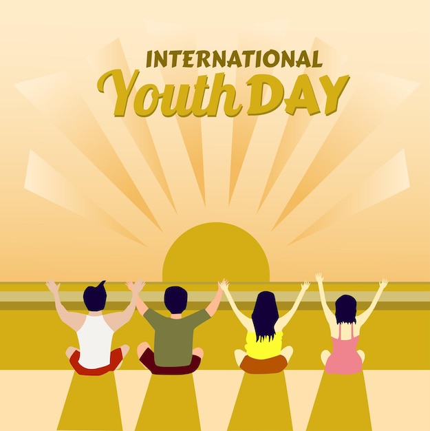 International youth day flat illustration