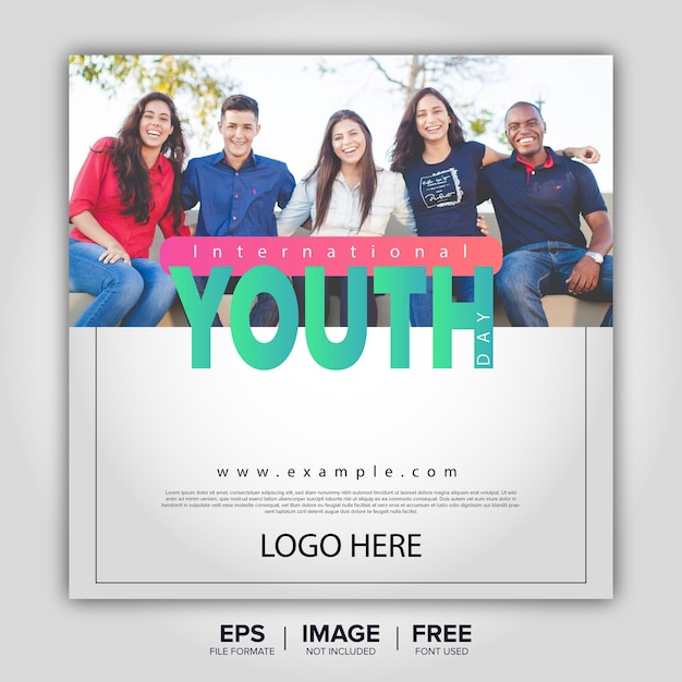 International youth day social media banner template