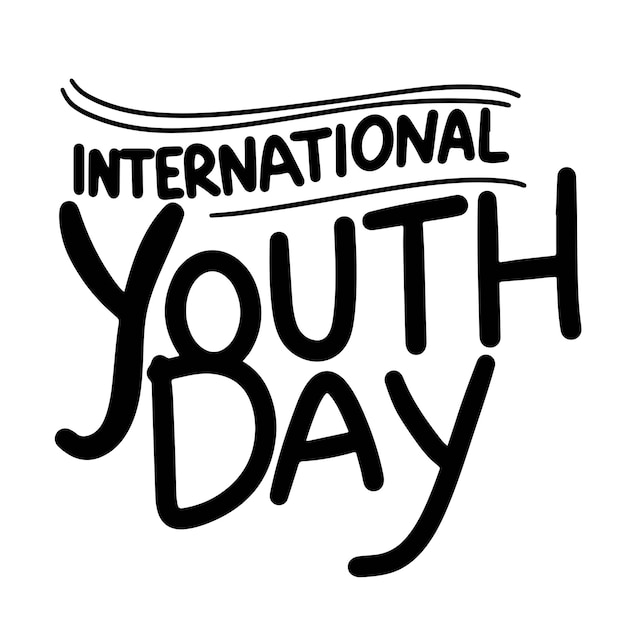 International Youth Day text lettering Hand drawn vector art