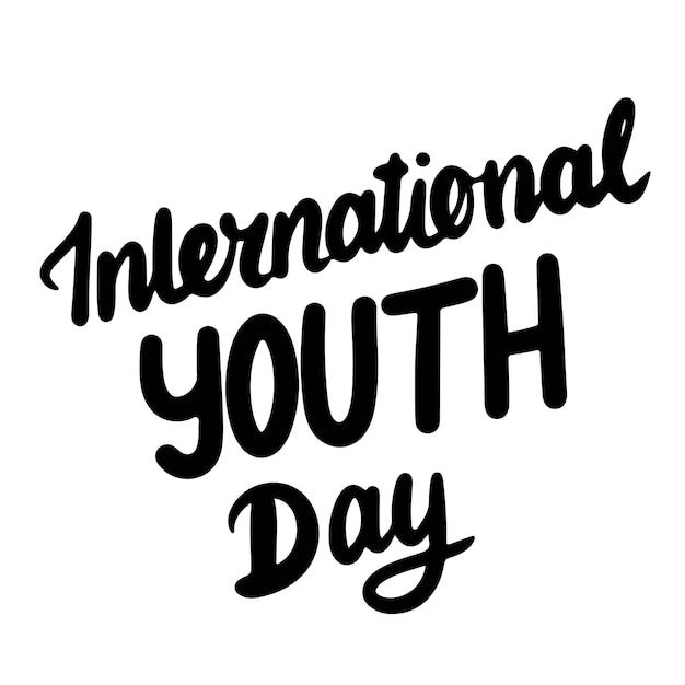 International Youth Day text lettering Hand drawn vector art