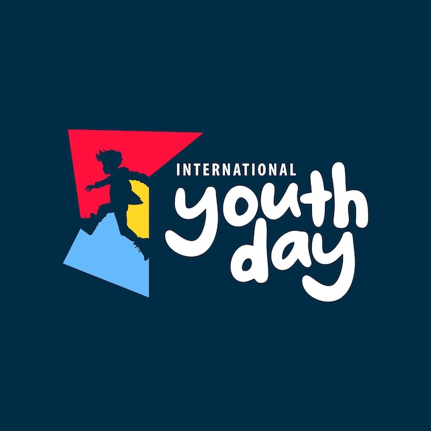 Vector international youth day typography funky colorful youth logo youth day illustration