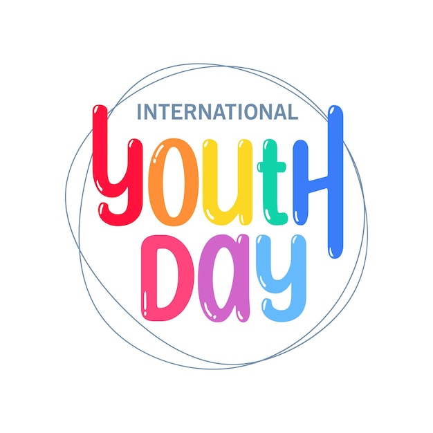 Vector international youth day typography funky colorful youth logo youth day illustration