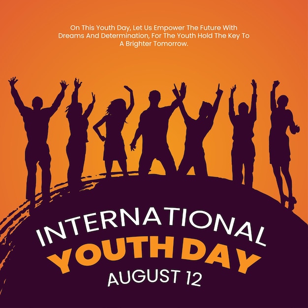 International youth day wishing post design vector file