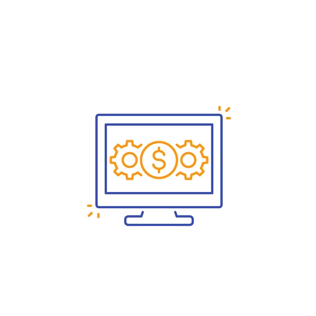 Internet banking processing payments line icon