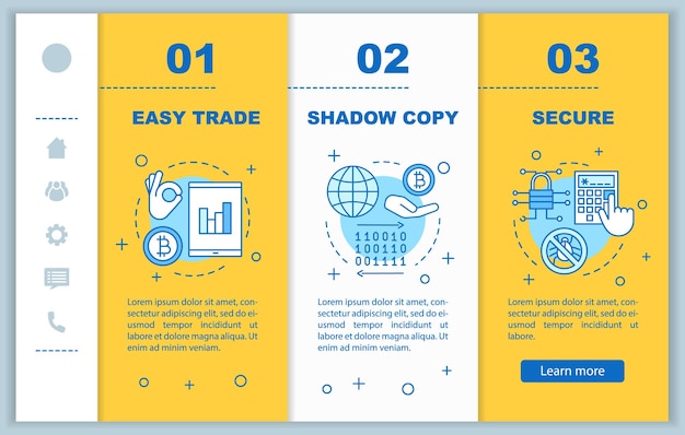 Internet business onboarding mobile web pages vector template