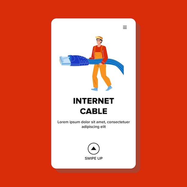 Internet Cable Installation Provider Worker Vector