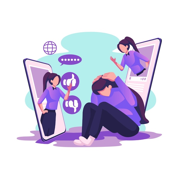 Internet criticism flat style illustration