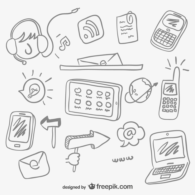 Vector internet elements sketches