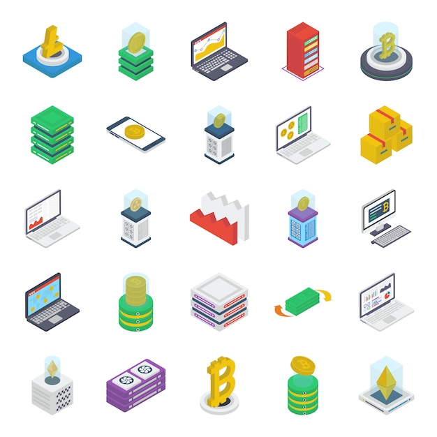 Internet Money Isometric Icons Pack