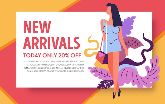 Internet store new arrivals promo web banner shopping