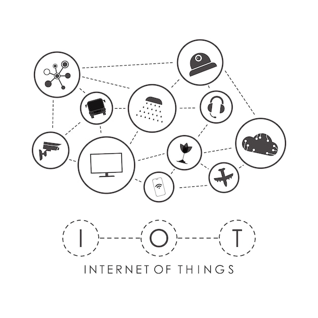 Internet of things concept A set of icons connected to each other in one Internet network Good for presentations Vector illustration