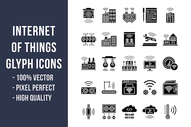 Internet of Things Glyph Solid Icons Set