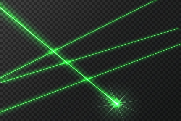 Intersecting glowing laser security beams on a dark background