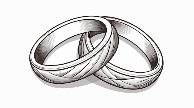 Vector intertwined vintage retro wedding ring bands