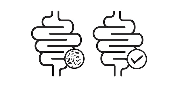 Intestine icon Bowel symbol Human anatomy guts or intestinal tract vector illustration Digestion