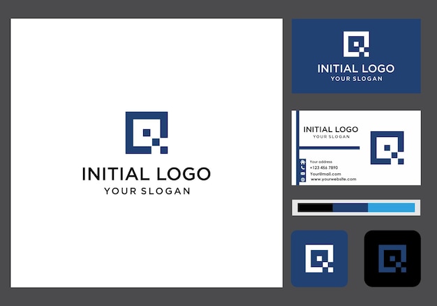 Intial q logo and business card icon